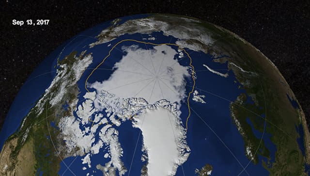 Уменьшение площади ледяного покрова Арктики